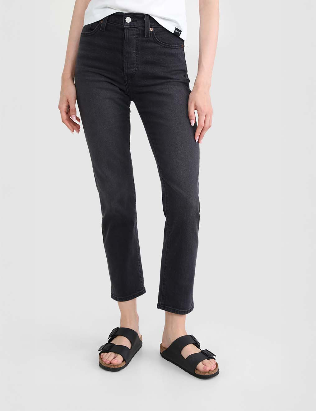 סנדלי אריזונה עם רצועות שחורות