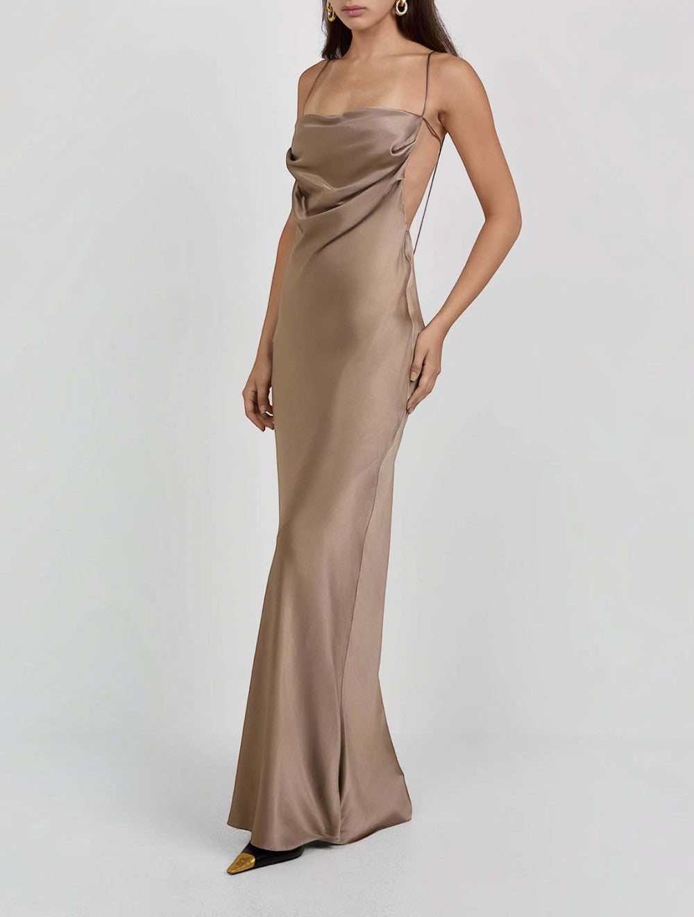 שמלה backless cowl משי סטן
