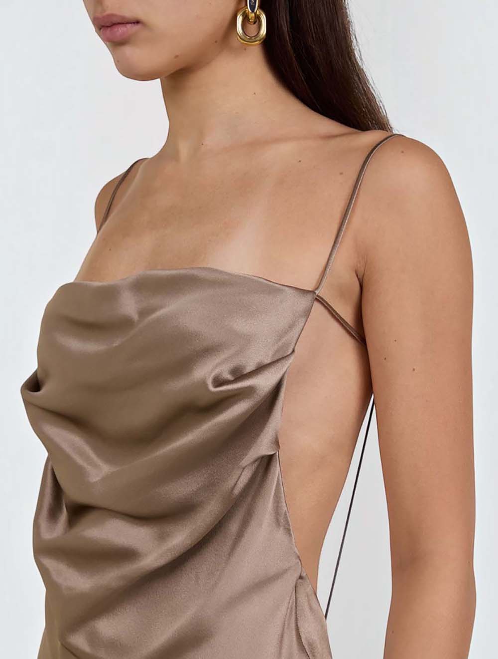 שמלה backless cowl משי סטן