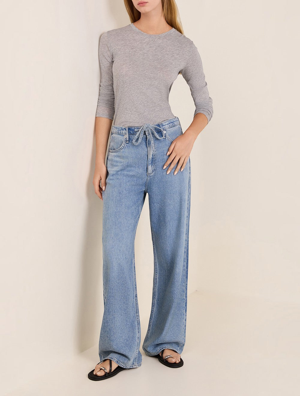 ג'ינס Phoebe Featherweight עם שרוך