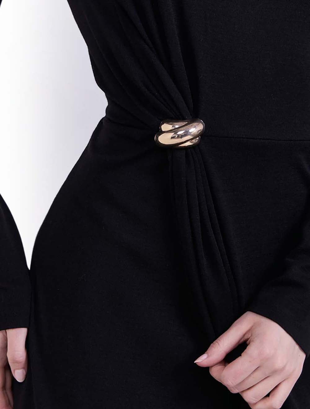 שמלת מקסי צד Drape צמר