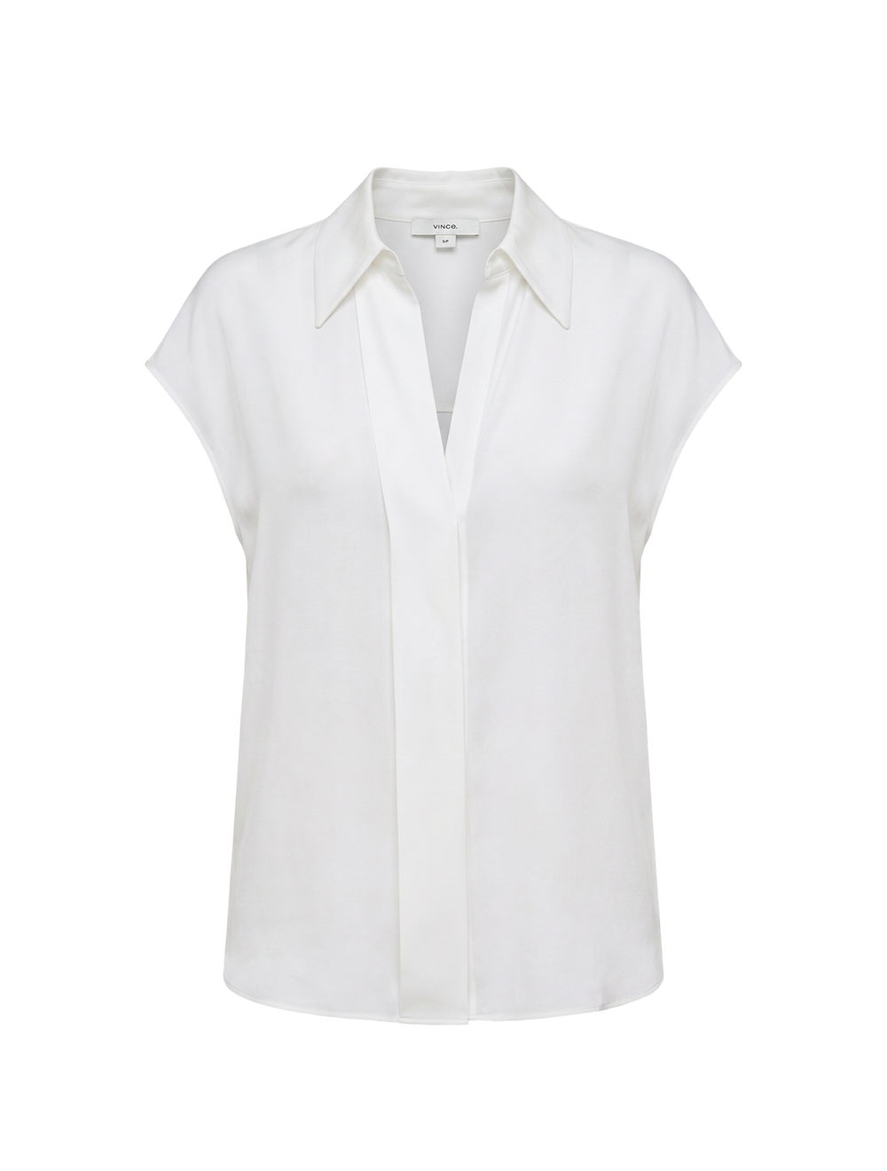 חולצה סטרץ' משי Hidden-Placket כובע מצחייה שרוול