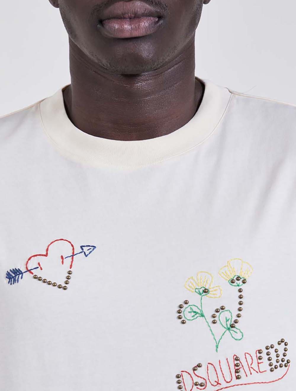 טי שירט Over Size כותנה עם Appliqués