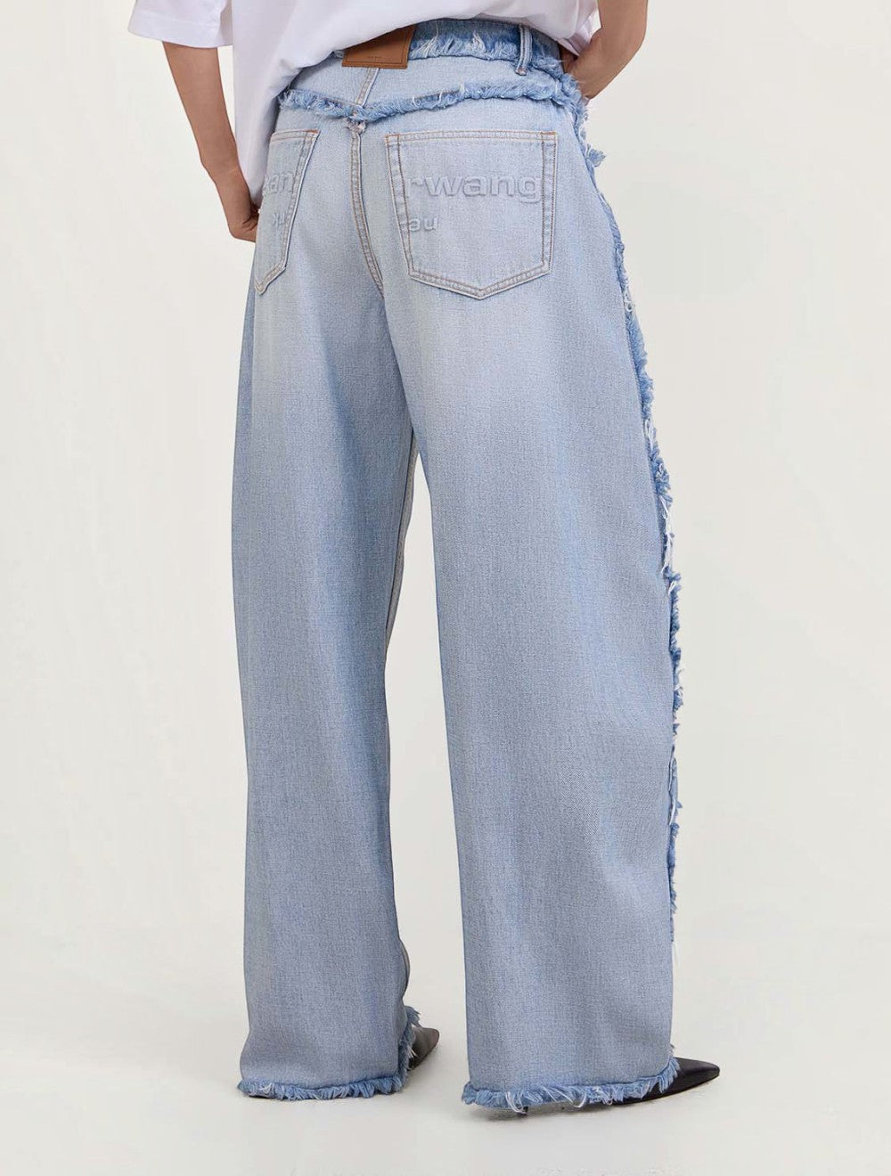 ג'ינס Embossed לוגו Wide-Leg