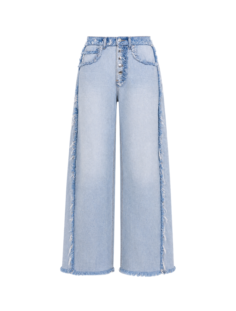 ג'ינס Embossed לוגו Wide-Leg