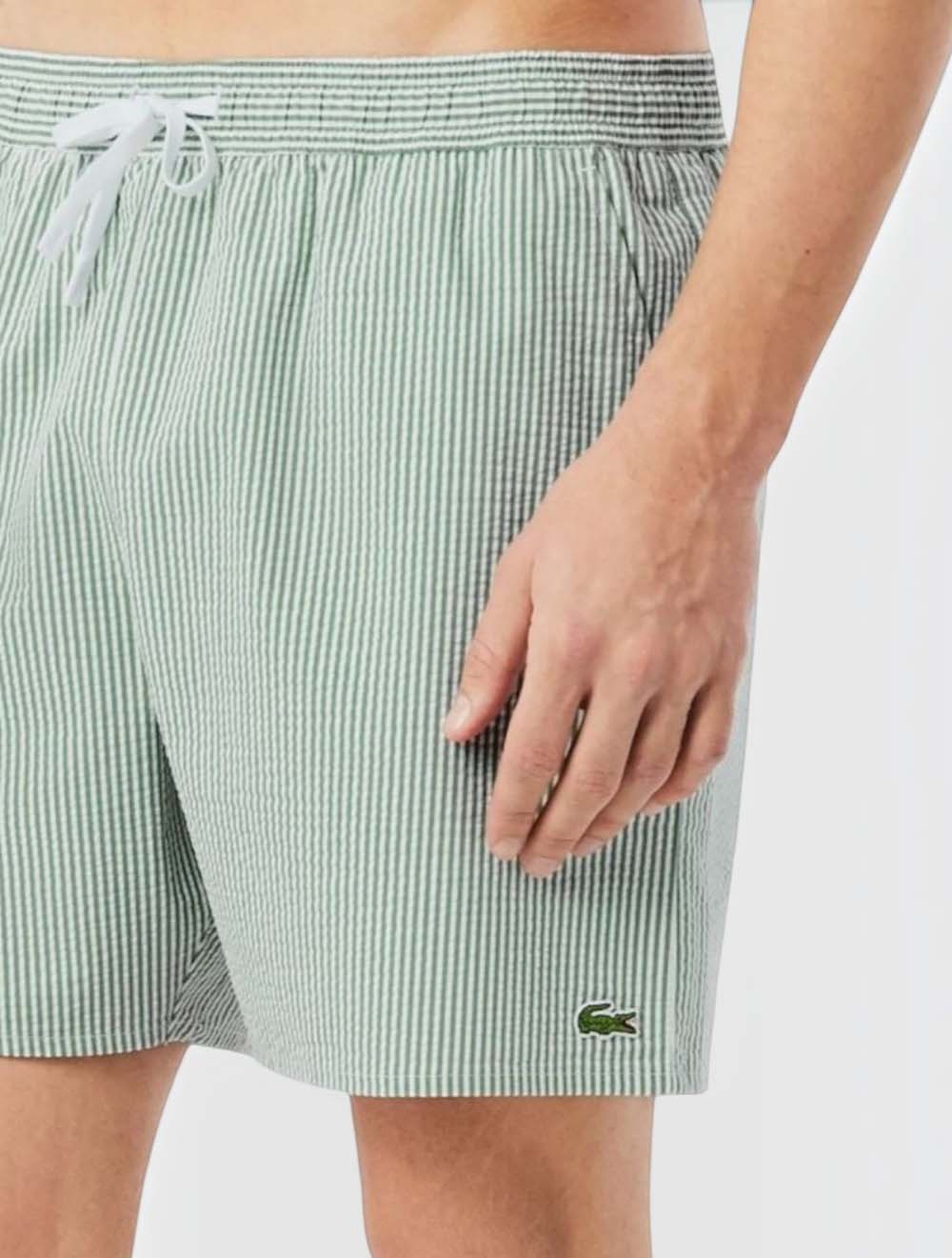 טרנקים בינוני אורך בפרינט פסים Textured בגד ים