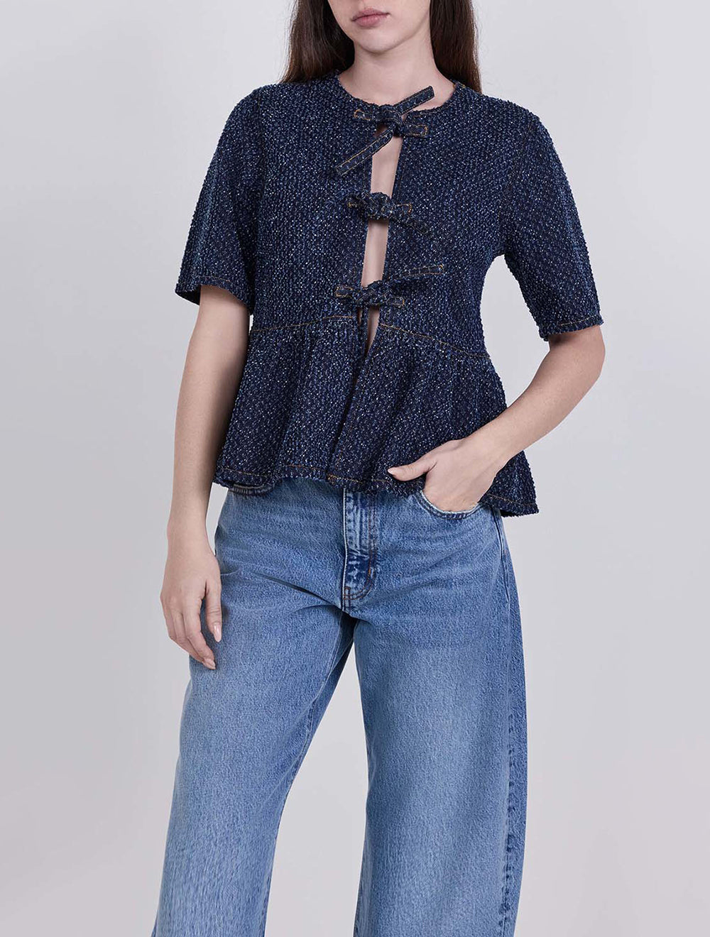 חולצה Tweed דנים Peplum