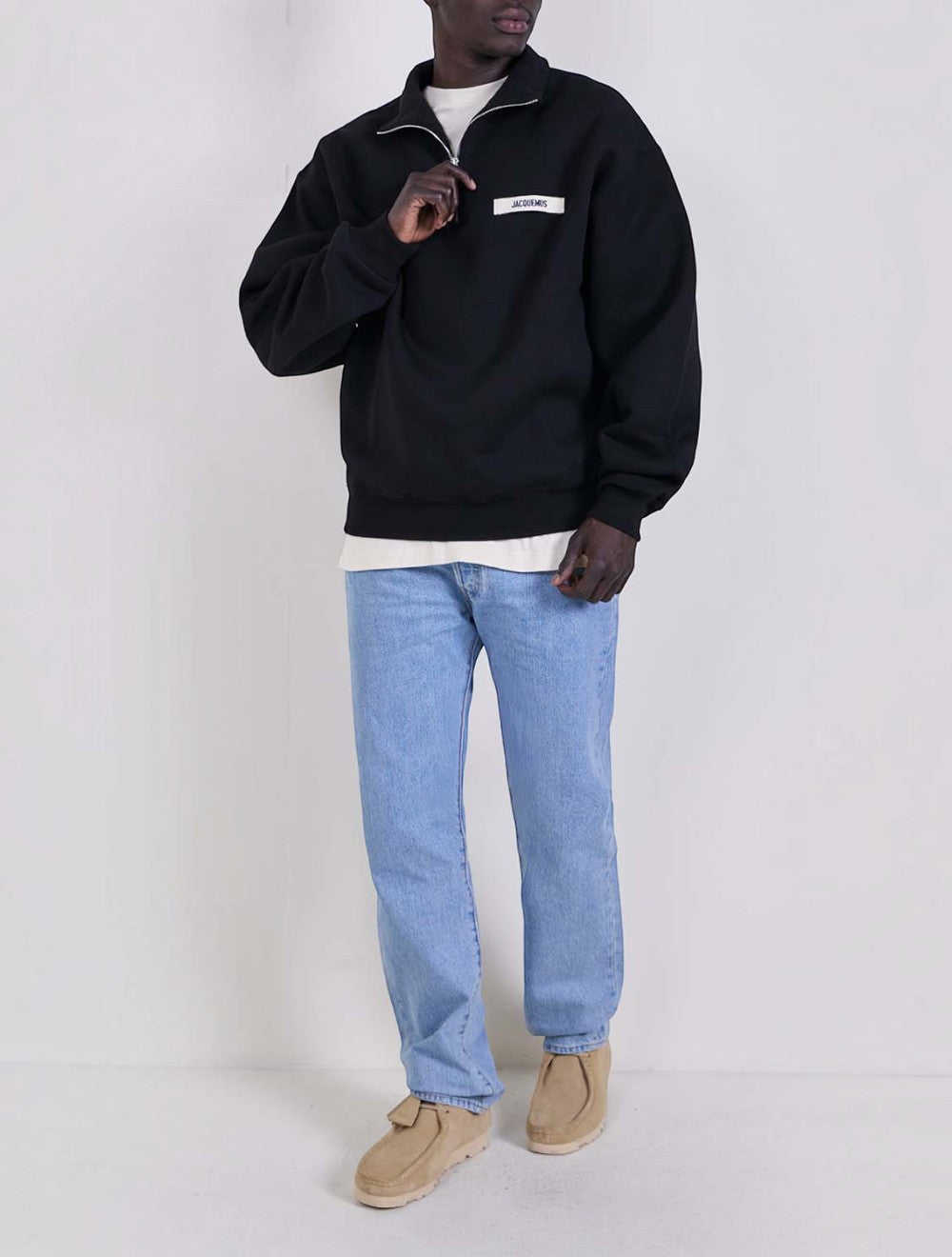 סווטשירט גרוסגריין Zipped-Rollneck כותנה