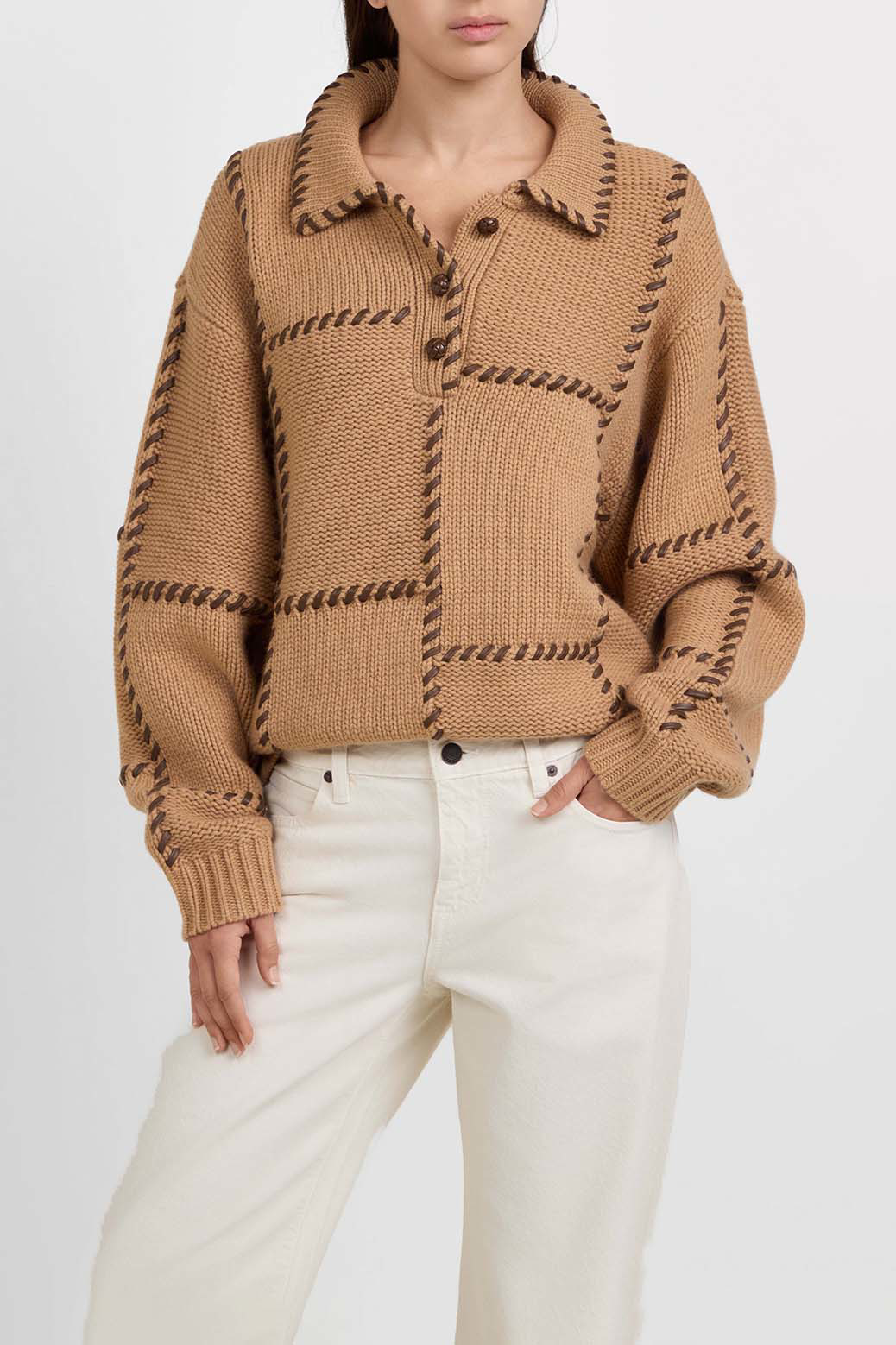 סוודר The Leather Stitch