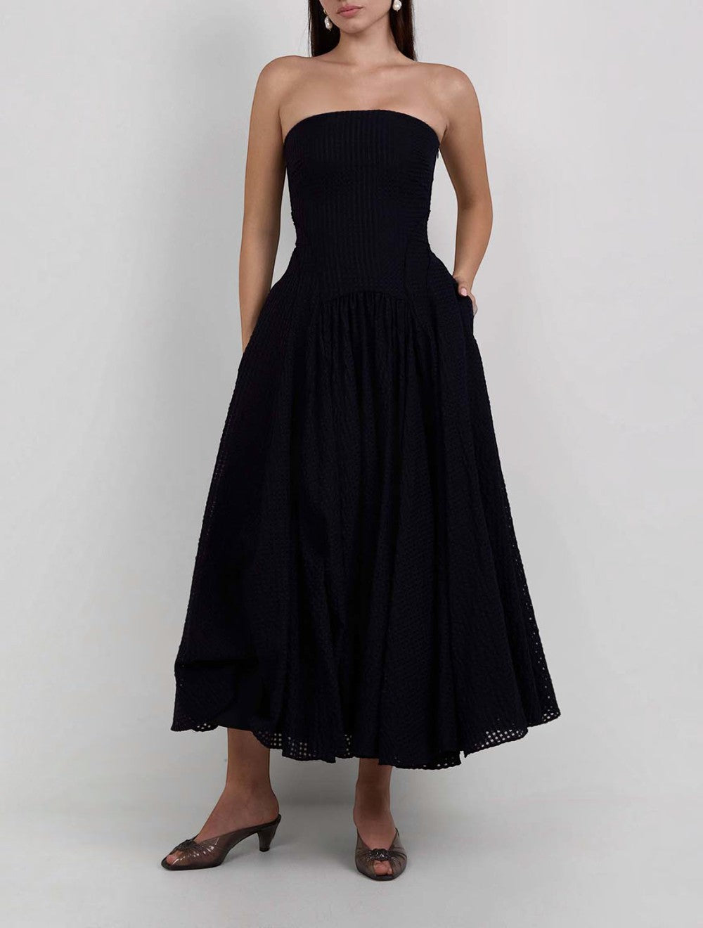 שמלת מקסי Strapless ויסקוזה