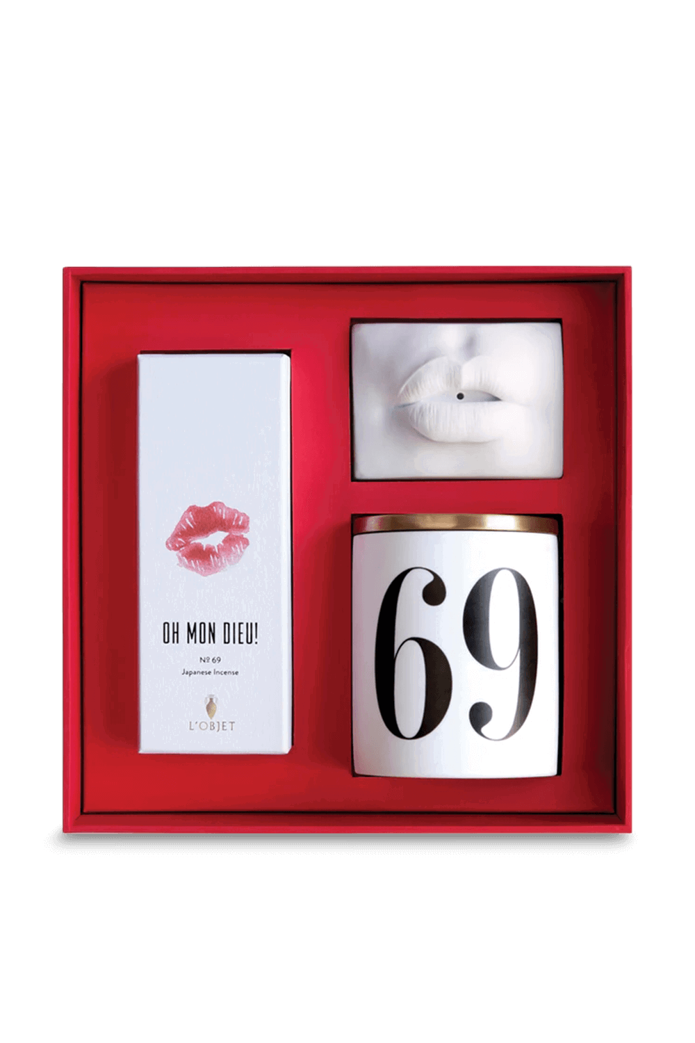 Oh Mon Dieu! No.69 Gift Set (Lips Incense Holder Incense Candle 12.5oz - 350g)