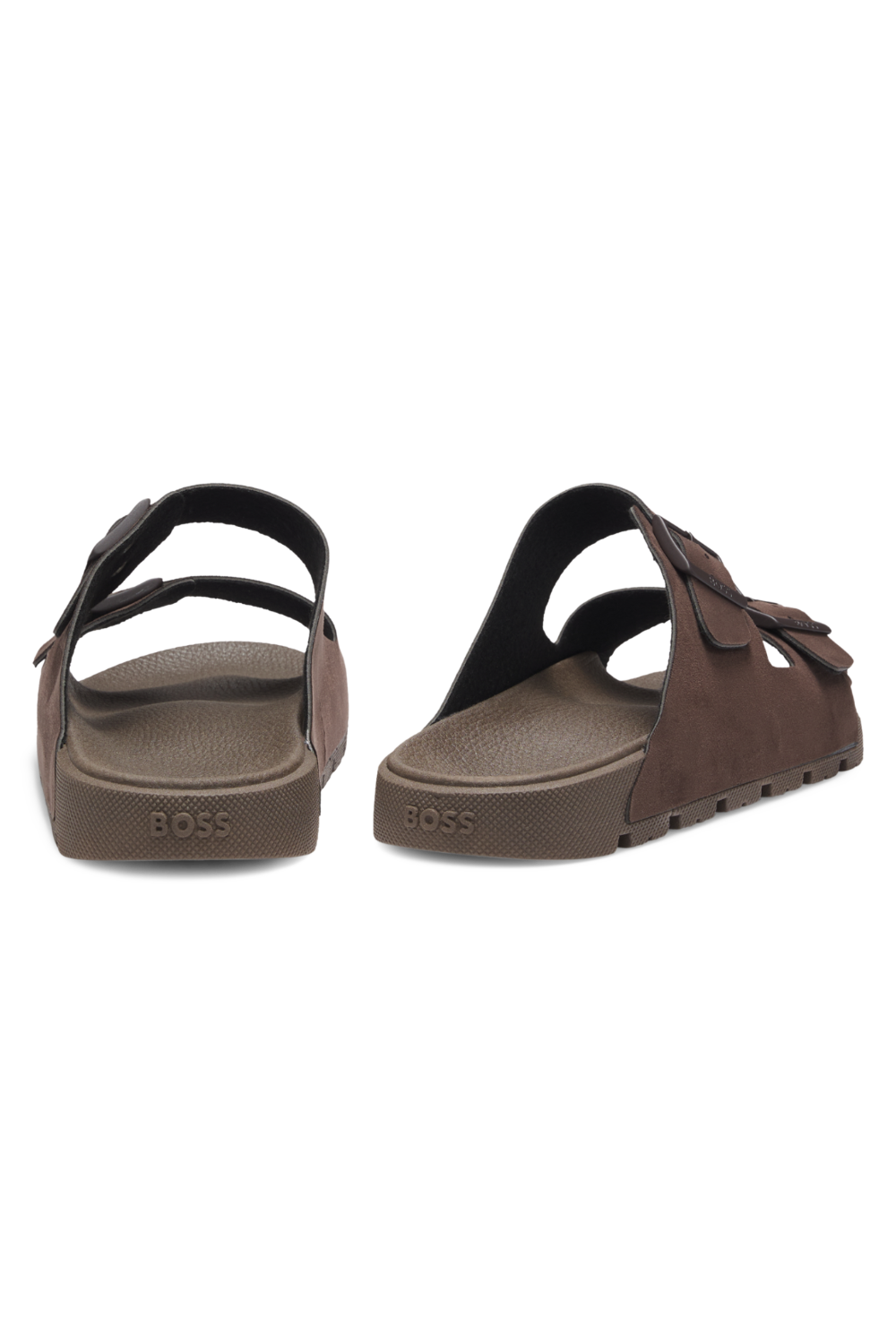 כפכפי סלייד Twin-Strap עם Branded Buckles