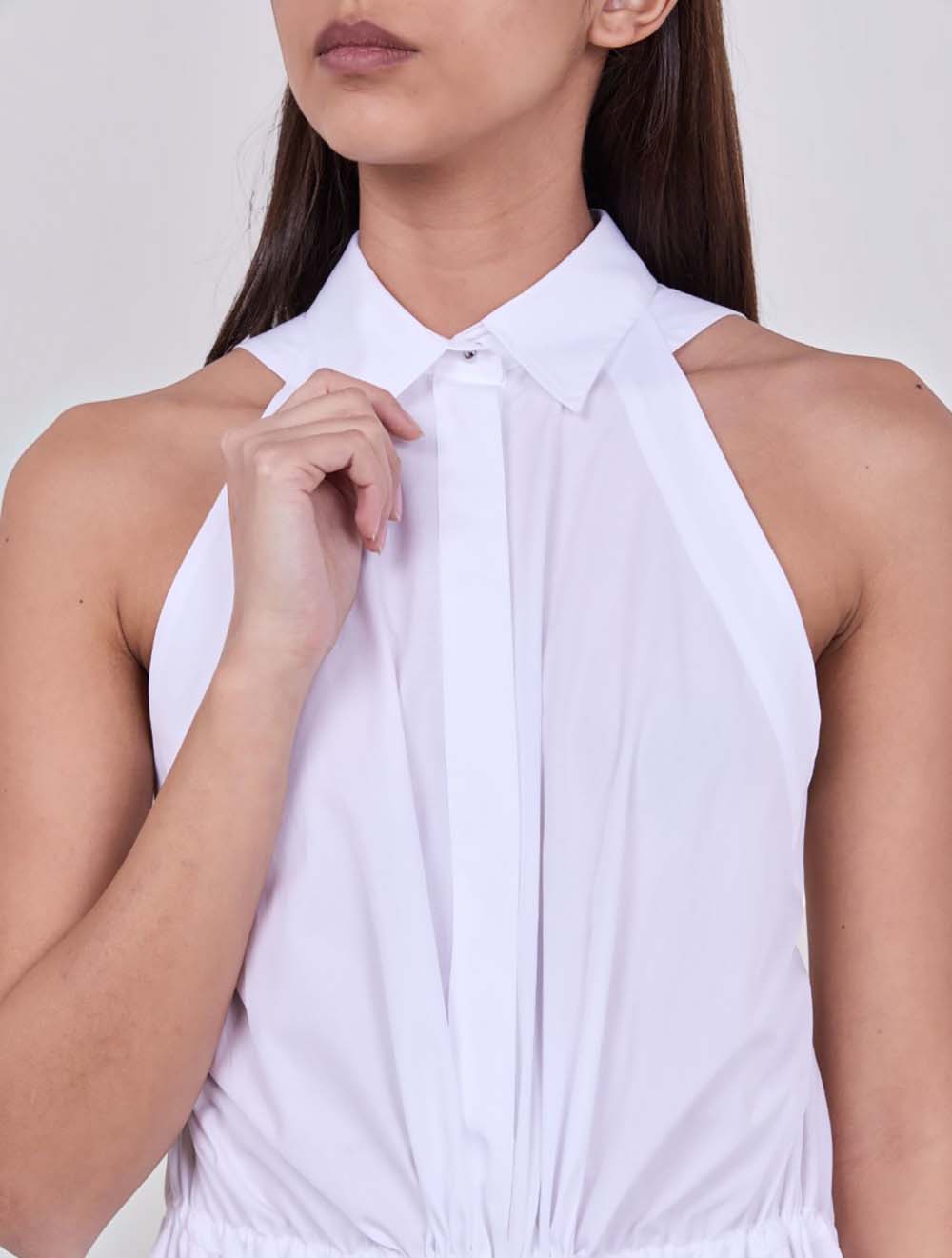 שמלה כותנה פופלין עם Drawcord Waist