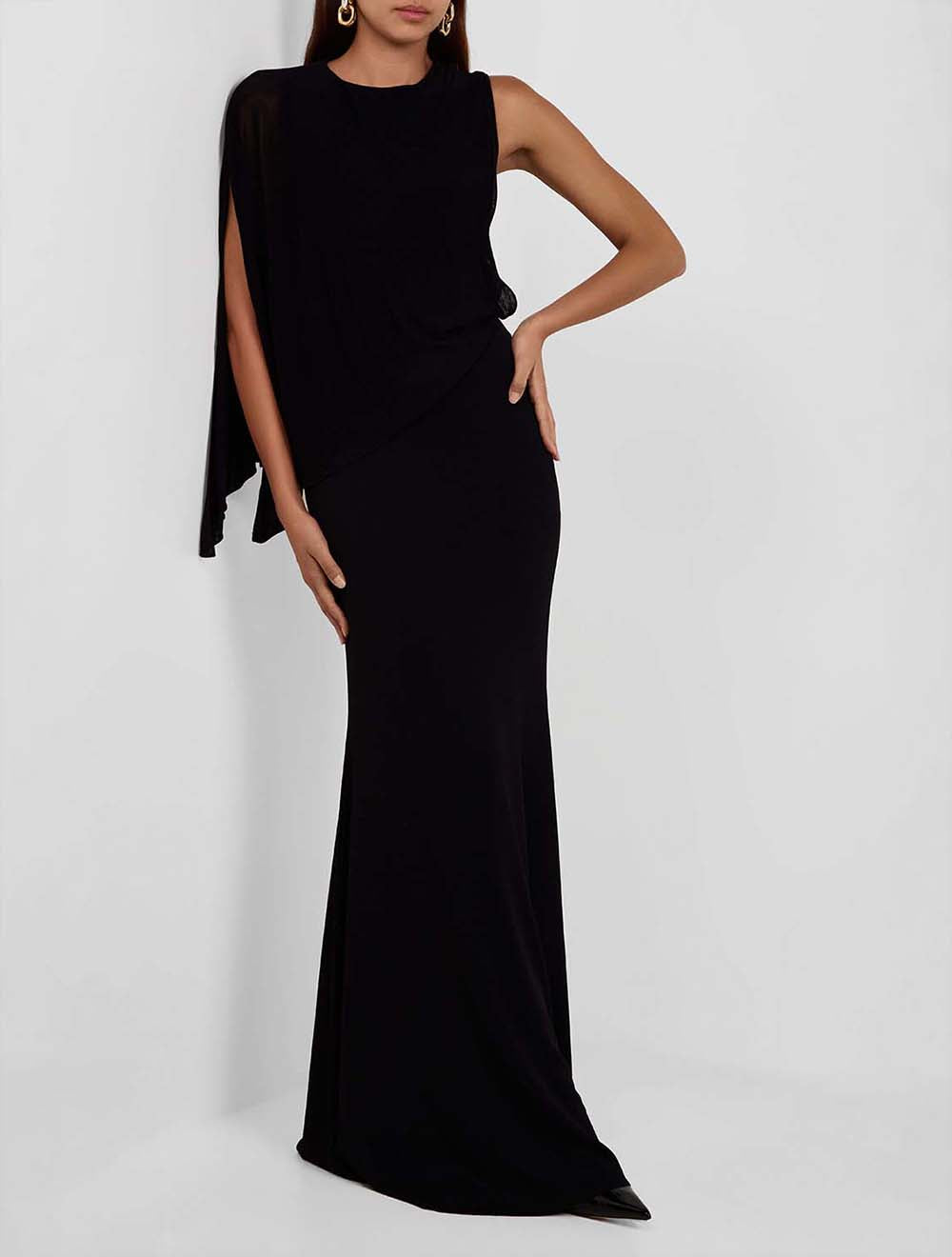 שמלת מקסי One Shoulder סרוג