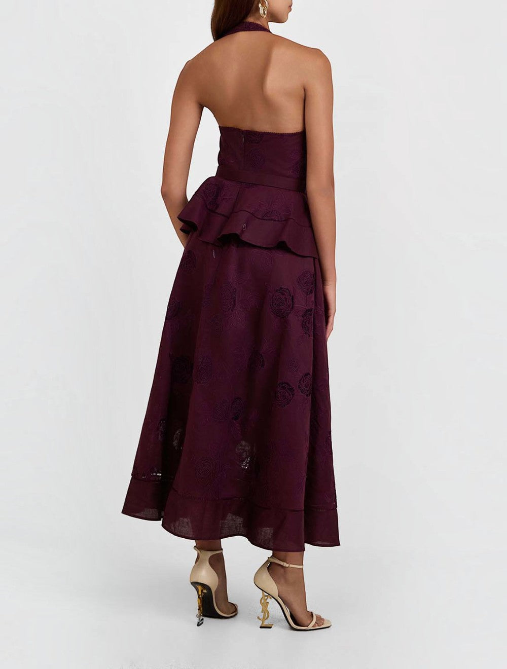 שמלת מידי פשתן בלנד Peplum