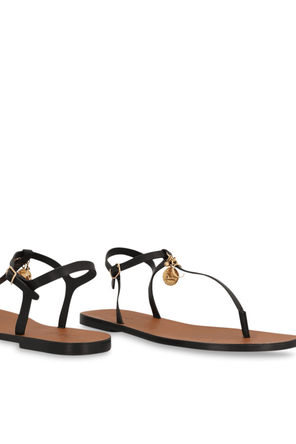 סנדלי עור Charms Buckled קרסול רצועה