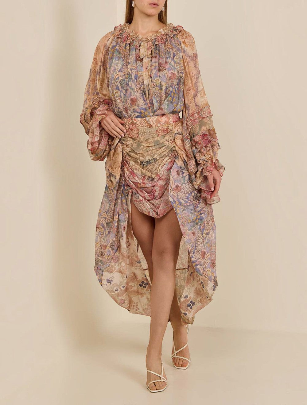 חצאית Rebellion נשפך פשתן משי מידי