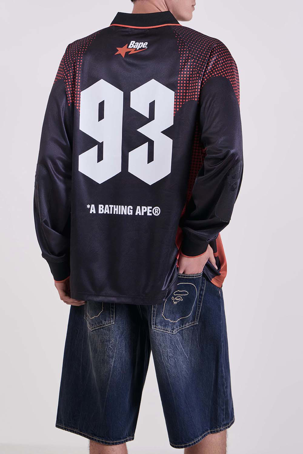 כדורגל בפרינט להבות Monogram ז'קארד לוגו רלקסד פיט ג'רסי