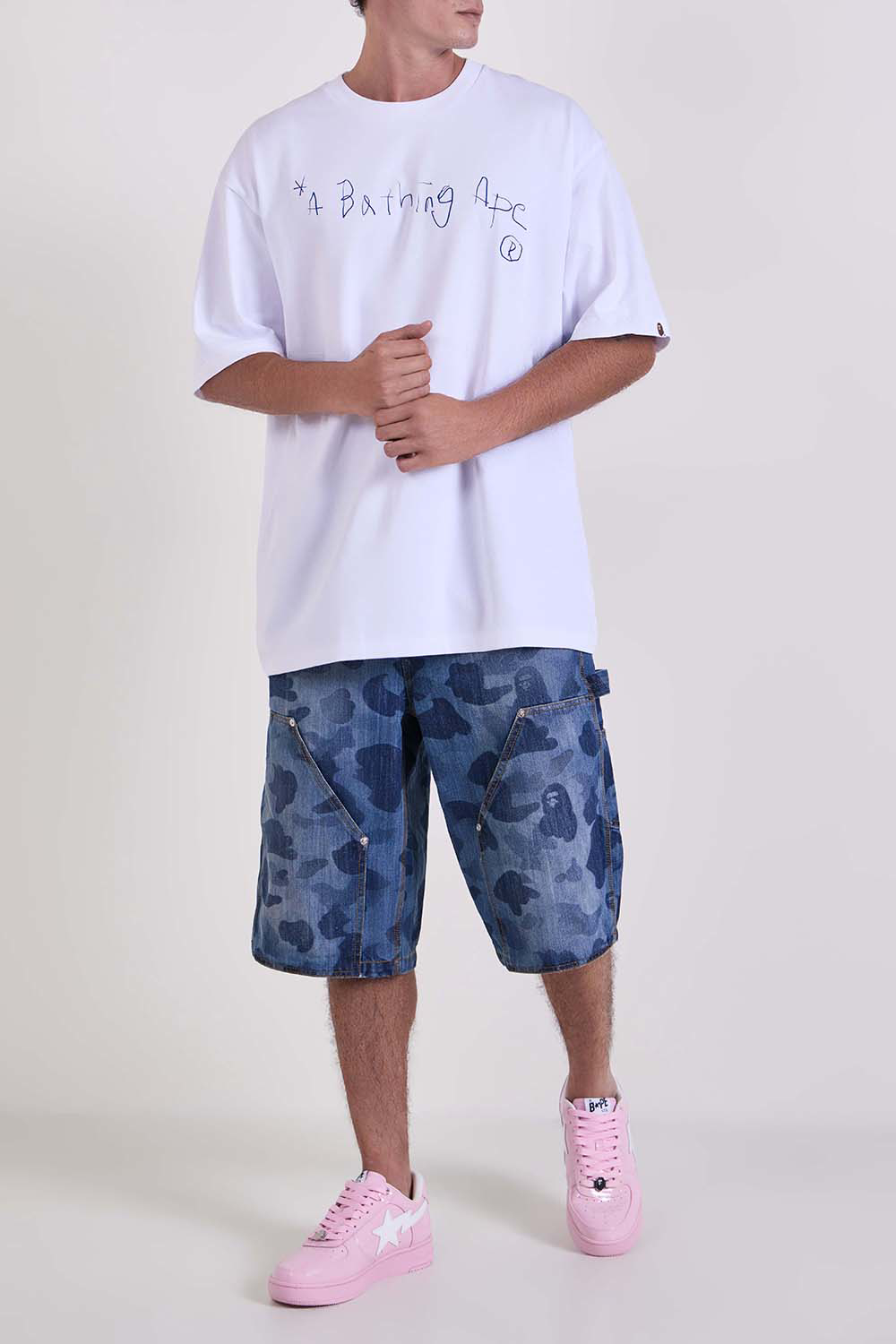 מכנסיים קצרים קמופלאז' כפול Knee רלקסד פיט דנים כותנה