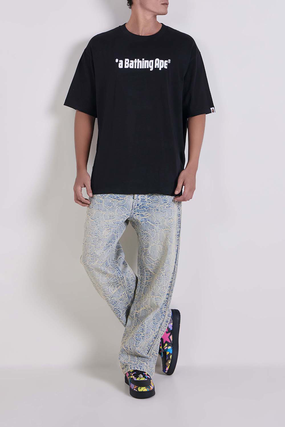 טי שירט Bathing Ape לוגו רלקסד פיט כותנה
