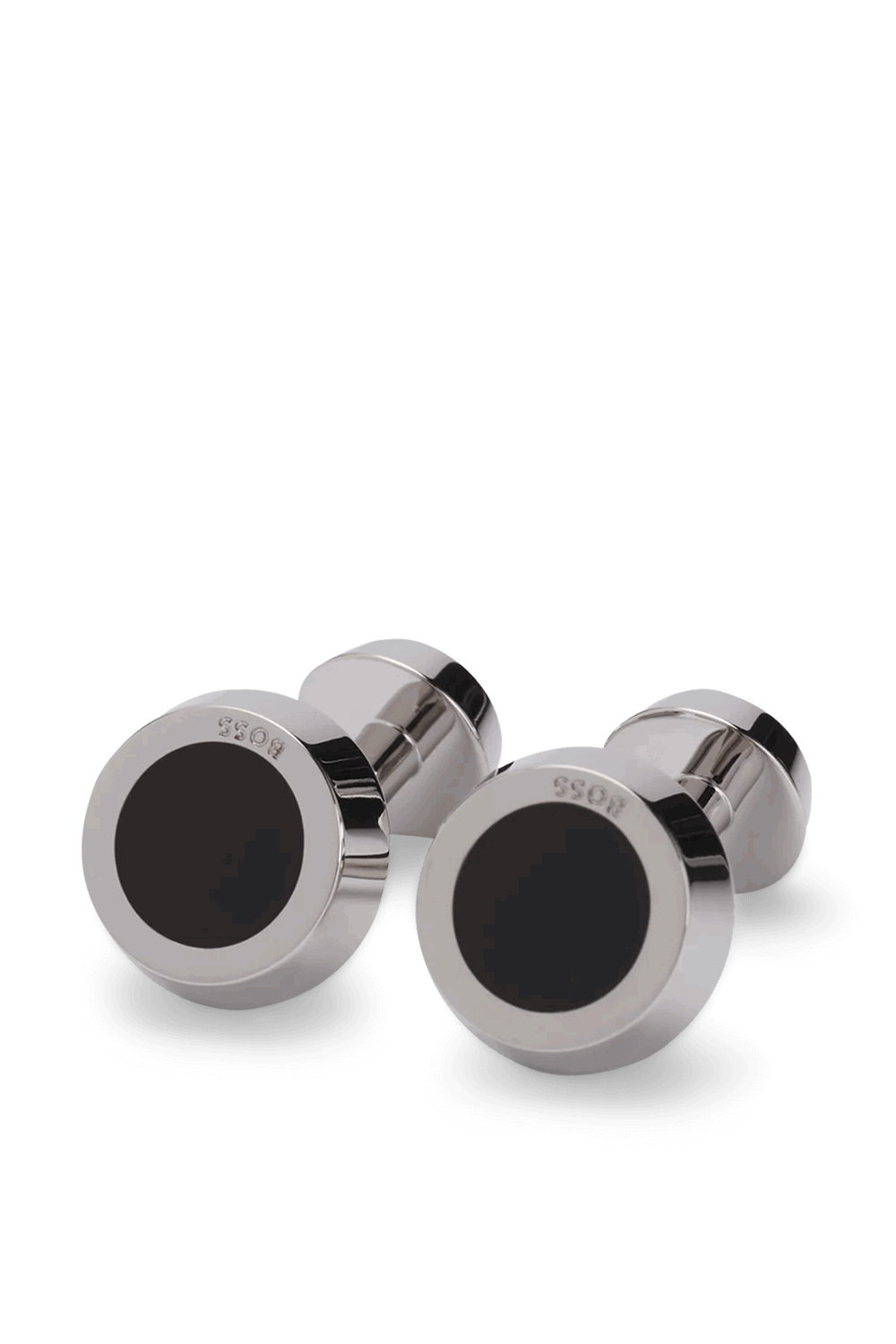 עגול Cufflinks עם Black-Enamel Insert