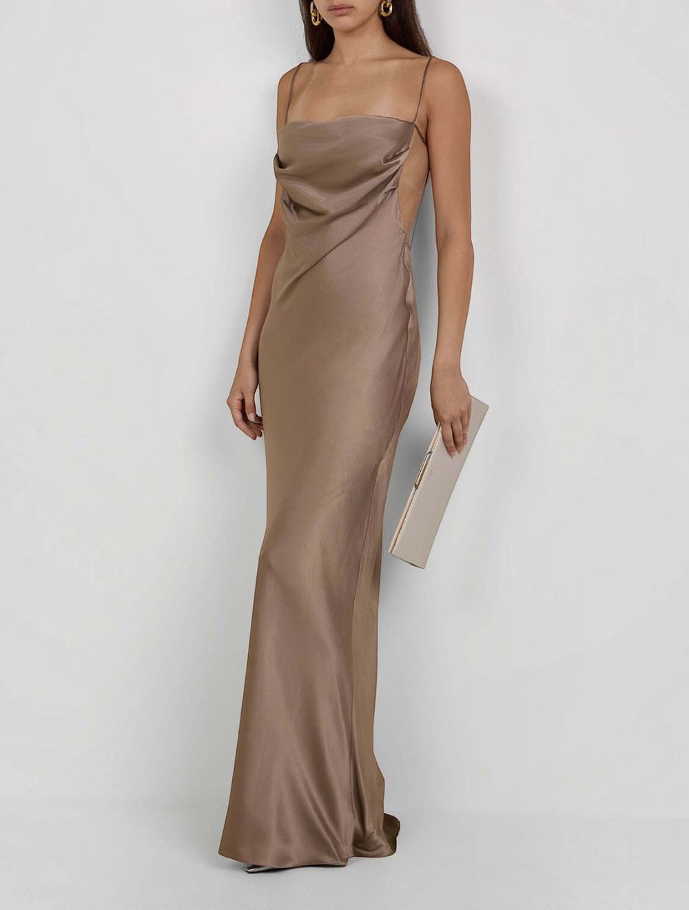 שמלה backless cowl משי סטן