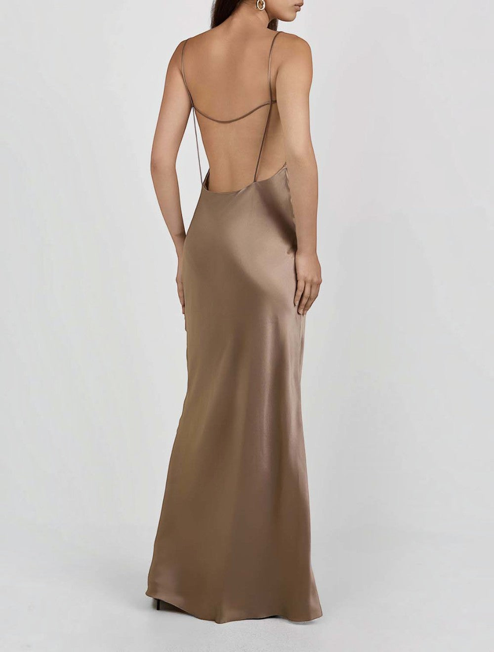 שמלה backless cowl משי סטן