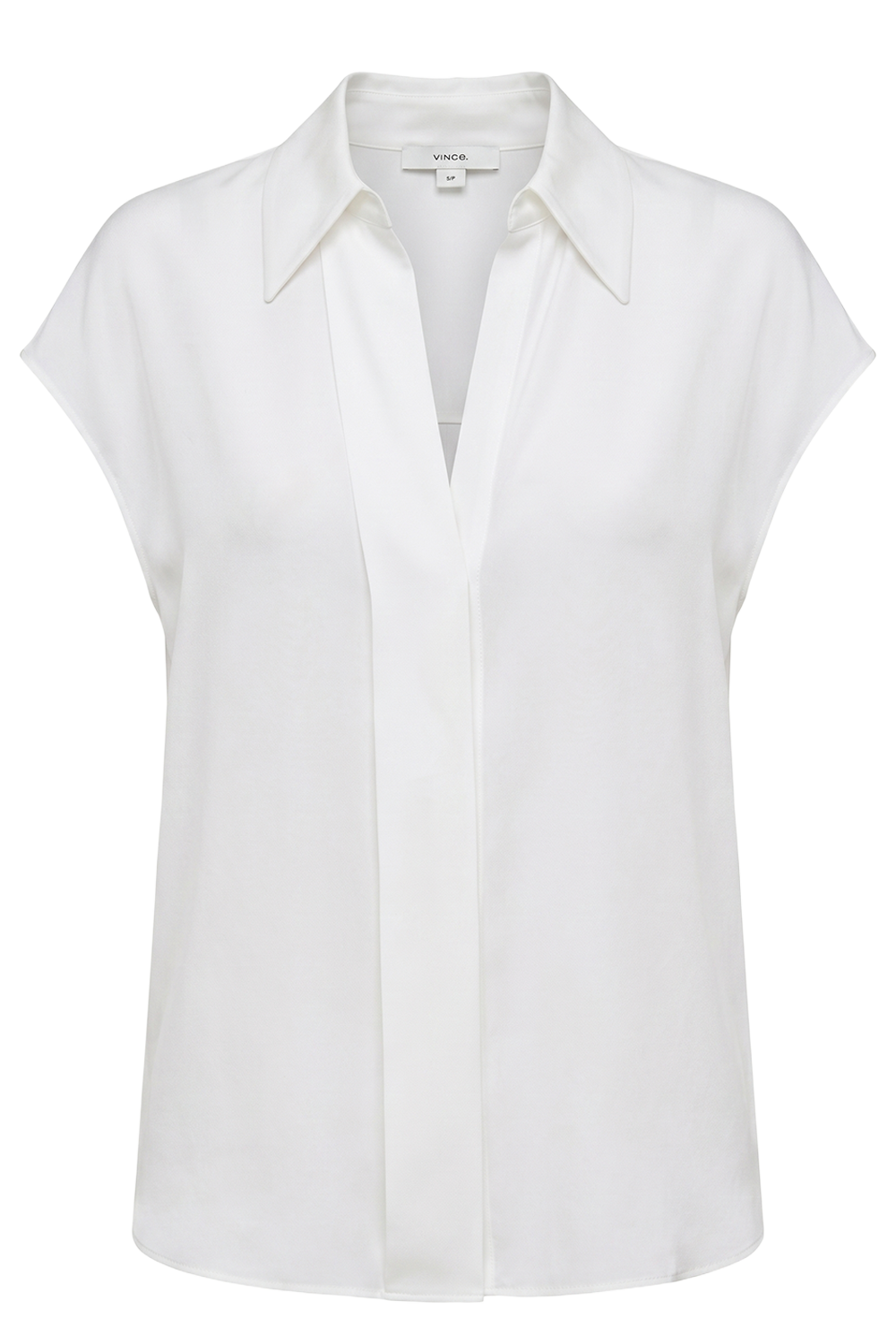 חולצה סטרץ' משי Hidden-Placket כובע מצחייה שרוול