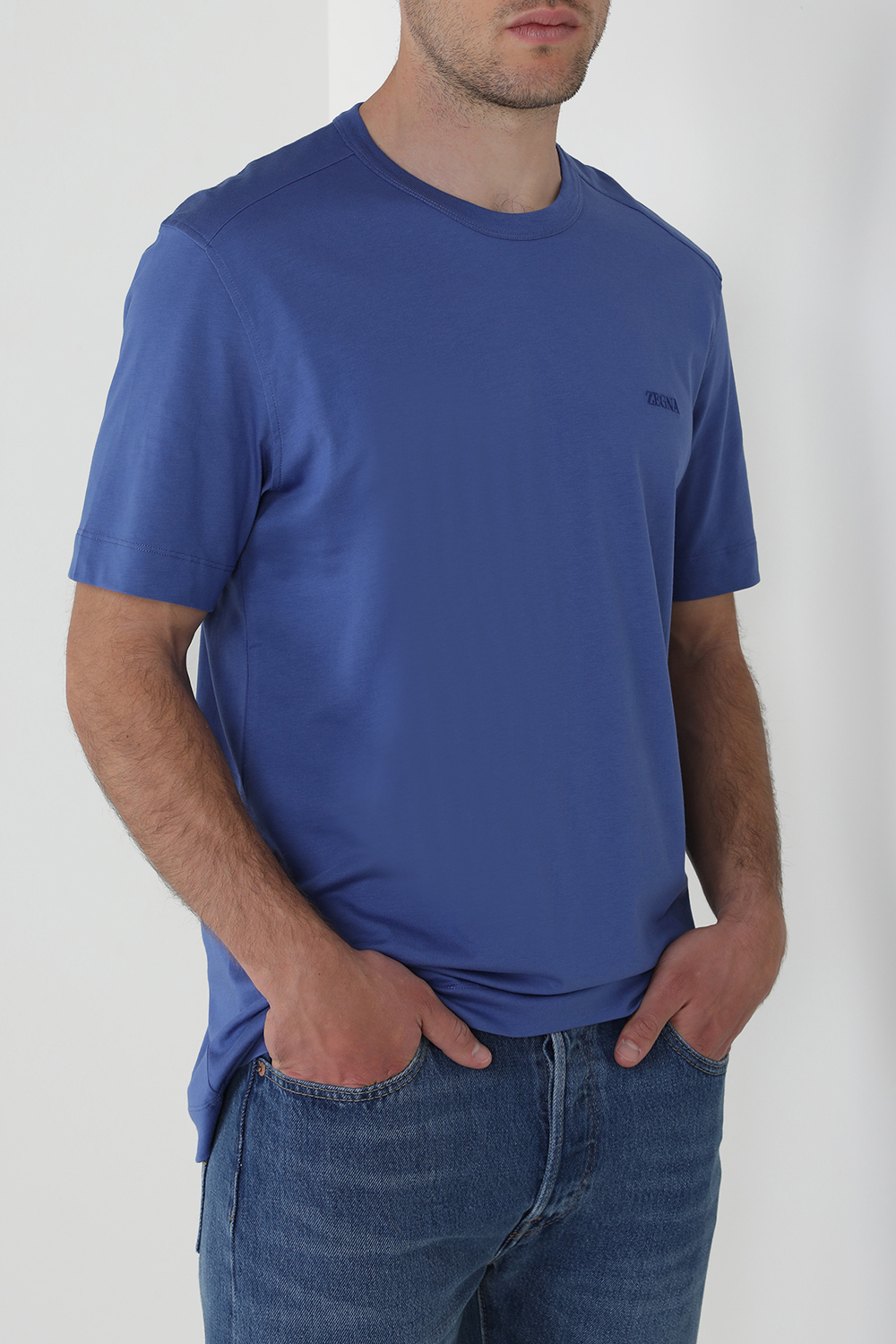 טי שירט לוגו רקום כותנה ג'רסי