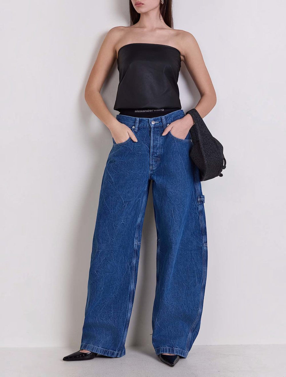 טופ פיטד עור Strapless