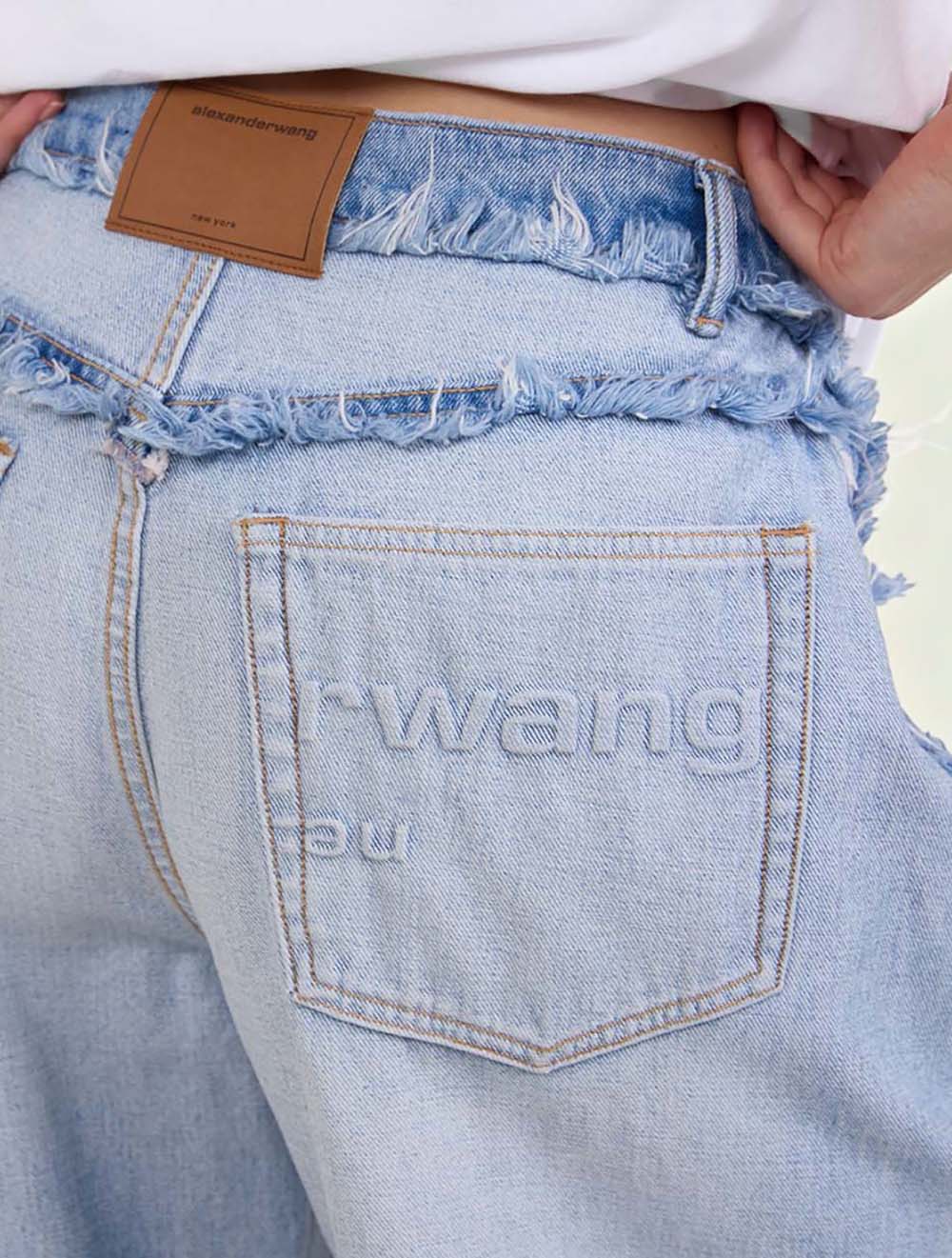 ג'ינס Embossed לוגו Wide-Leg
