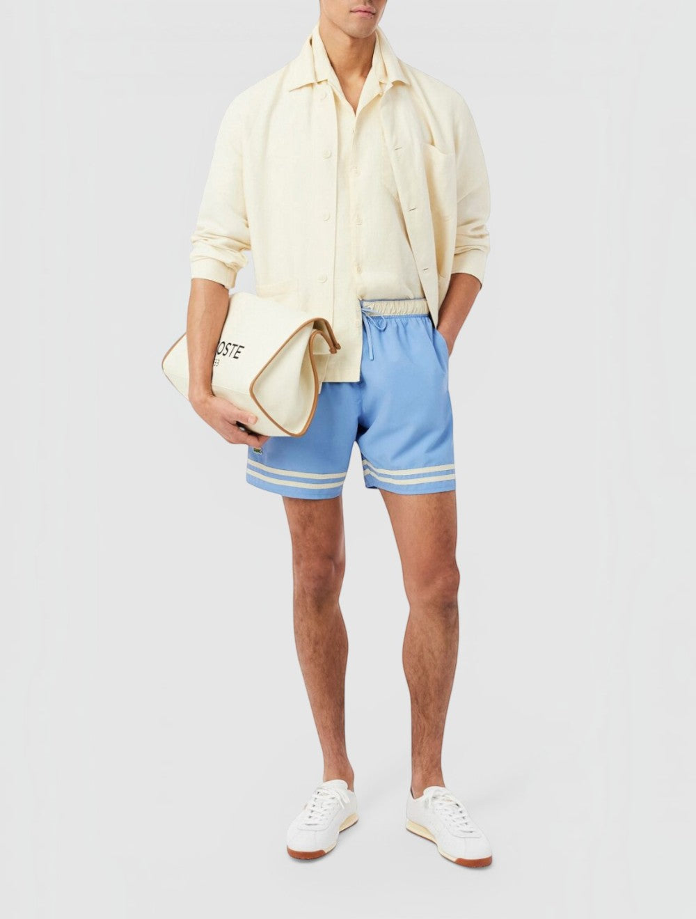 טרנקים Lacoste בינוני אורך Contrast פס בגד ים