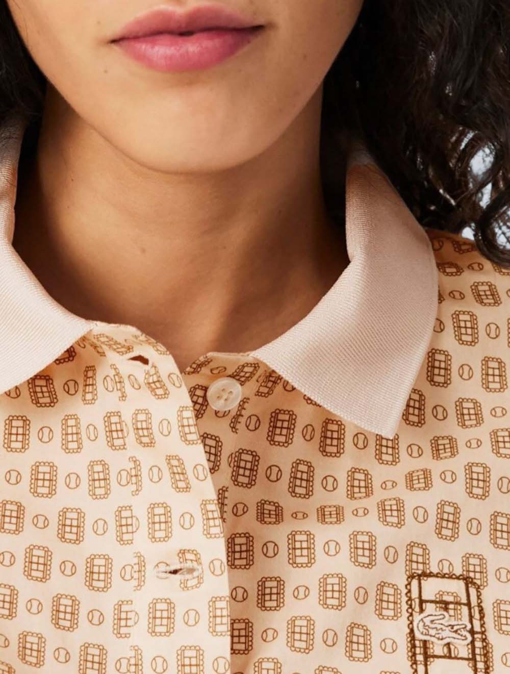 חולצת פולו אוברסייז טניס פרינט