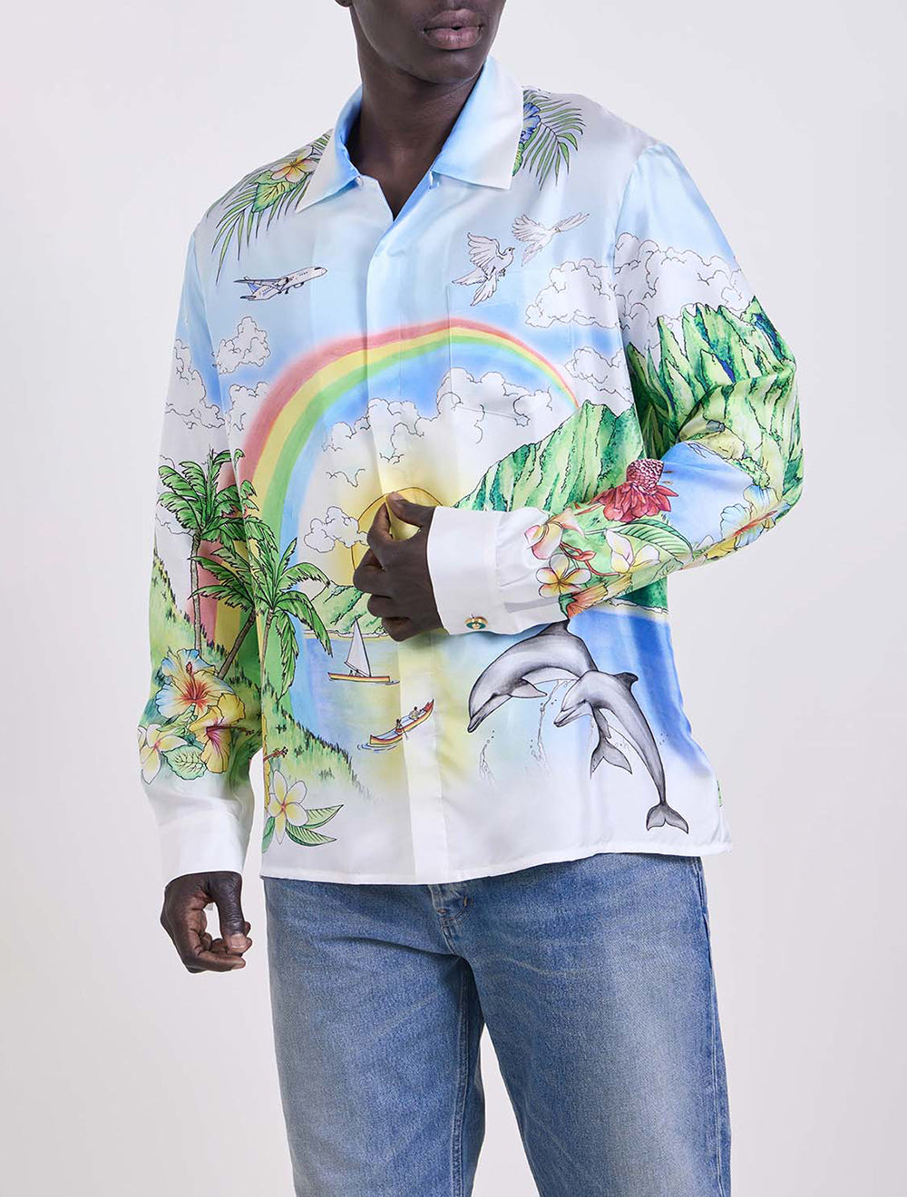 חולצה מכופתרת Aloha משי