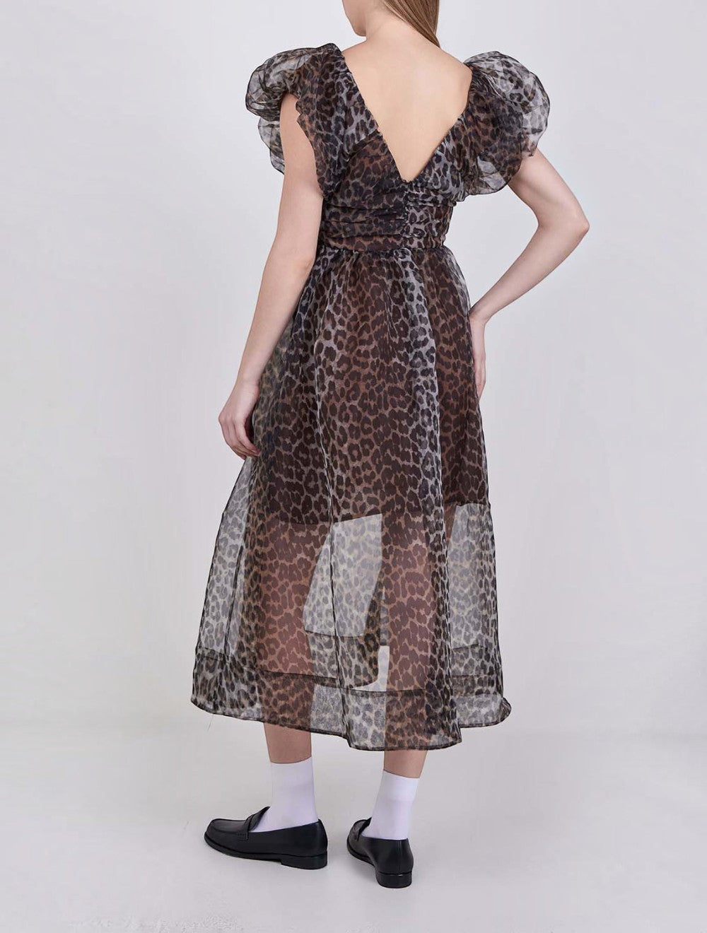 שמלת מידי Textured Organza ארוך כיווצים