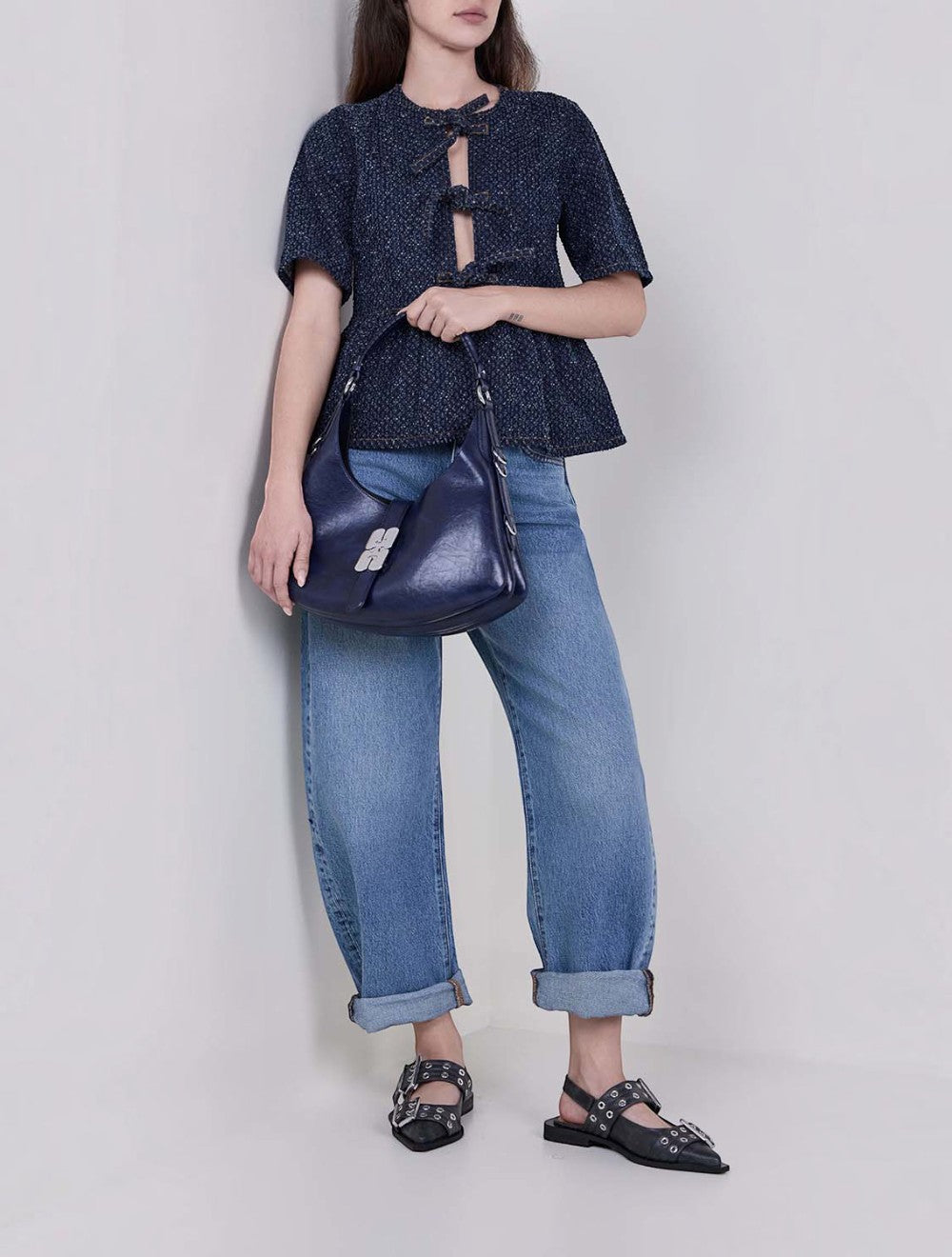 חולצה Tweed דנים Peplum