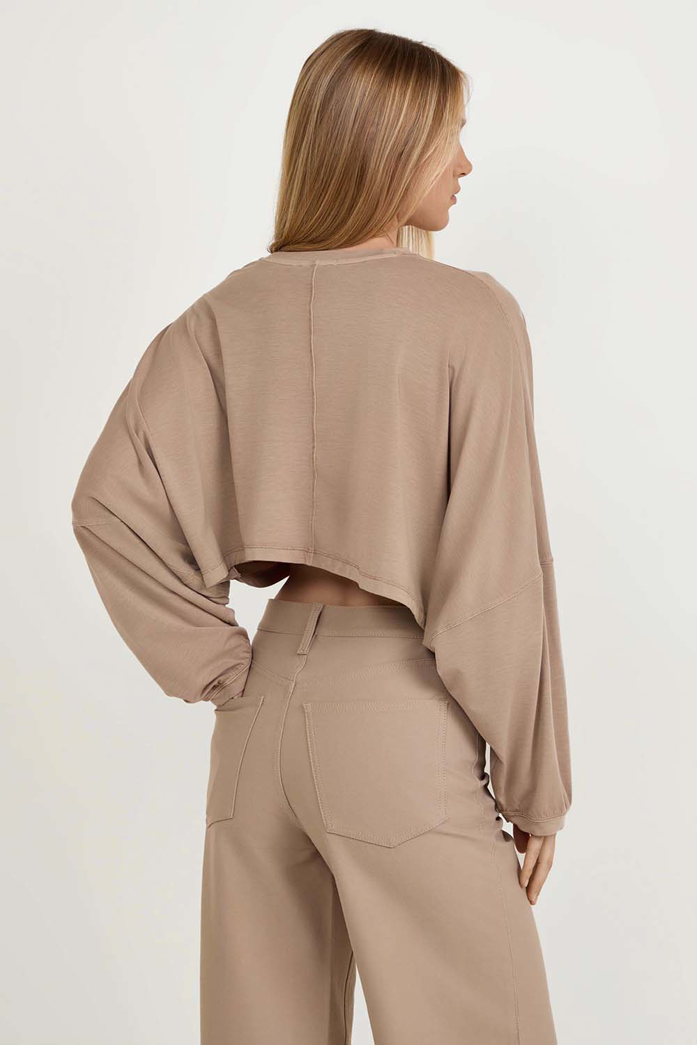 חולצת EasySet שרוול ארוך לוגו Relaxed Fit קרופ