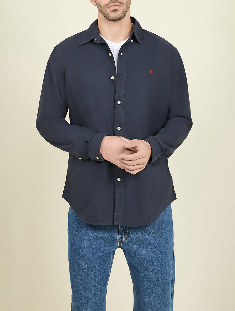 חולצה מכופתרת קסטום פיט Garment-Dyed Oxford
