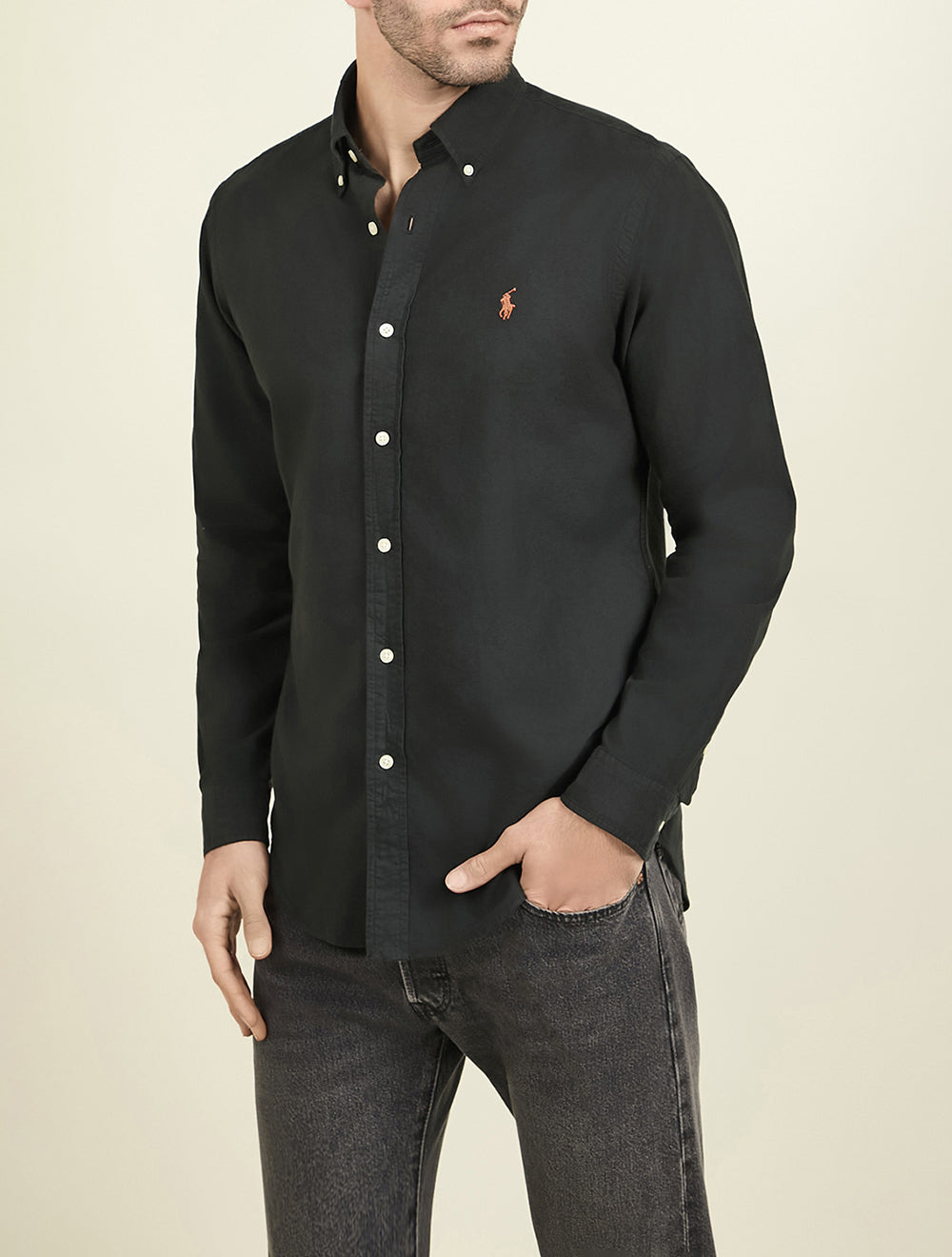 חולצה מכופתרת קסטום פיט Garment-Dyed Oxford