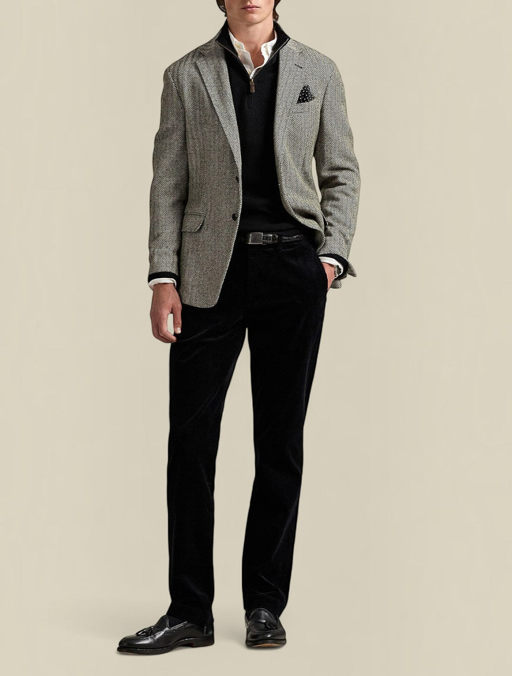 סוודר צמר עם רוכסן קצר