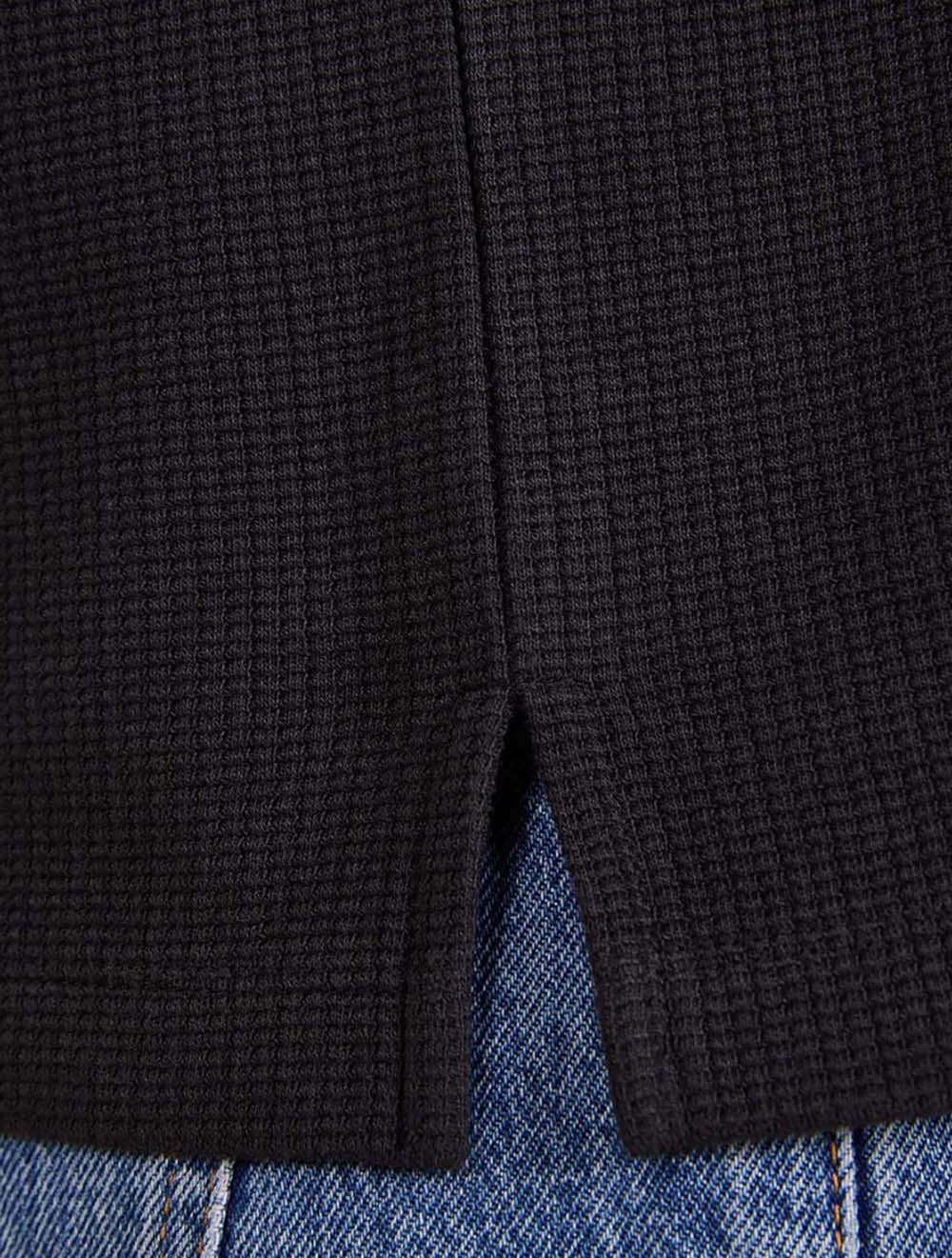 טי שירט וופל Textured שרוול ארוך