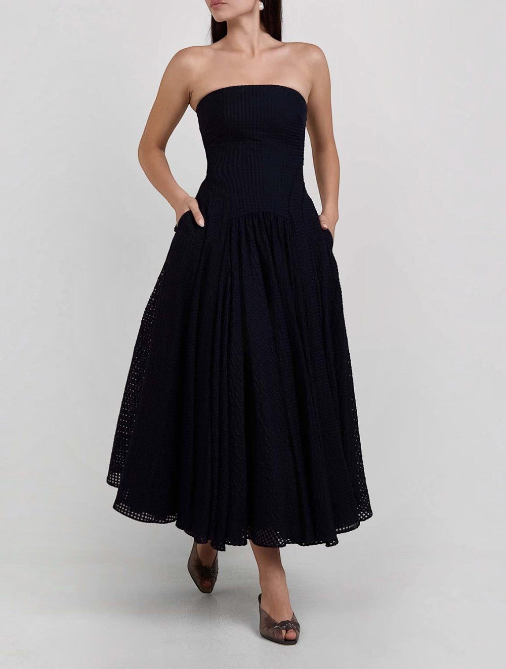 שמלת מקסי Strapless ויסקוזה