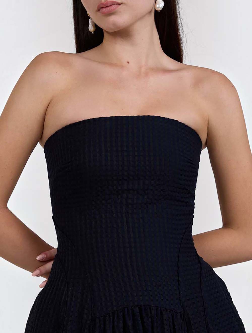 שמלת מקסי Strapless ויסקוזה
