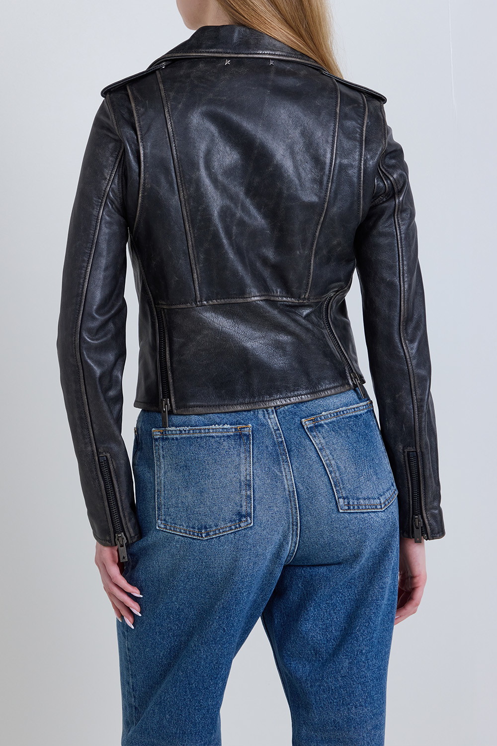 ז'קט סלים עור Biker