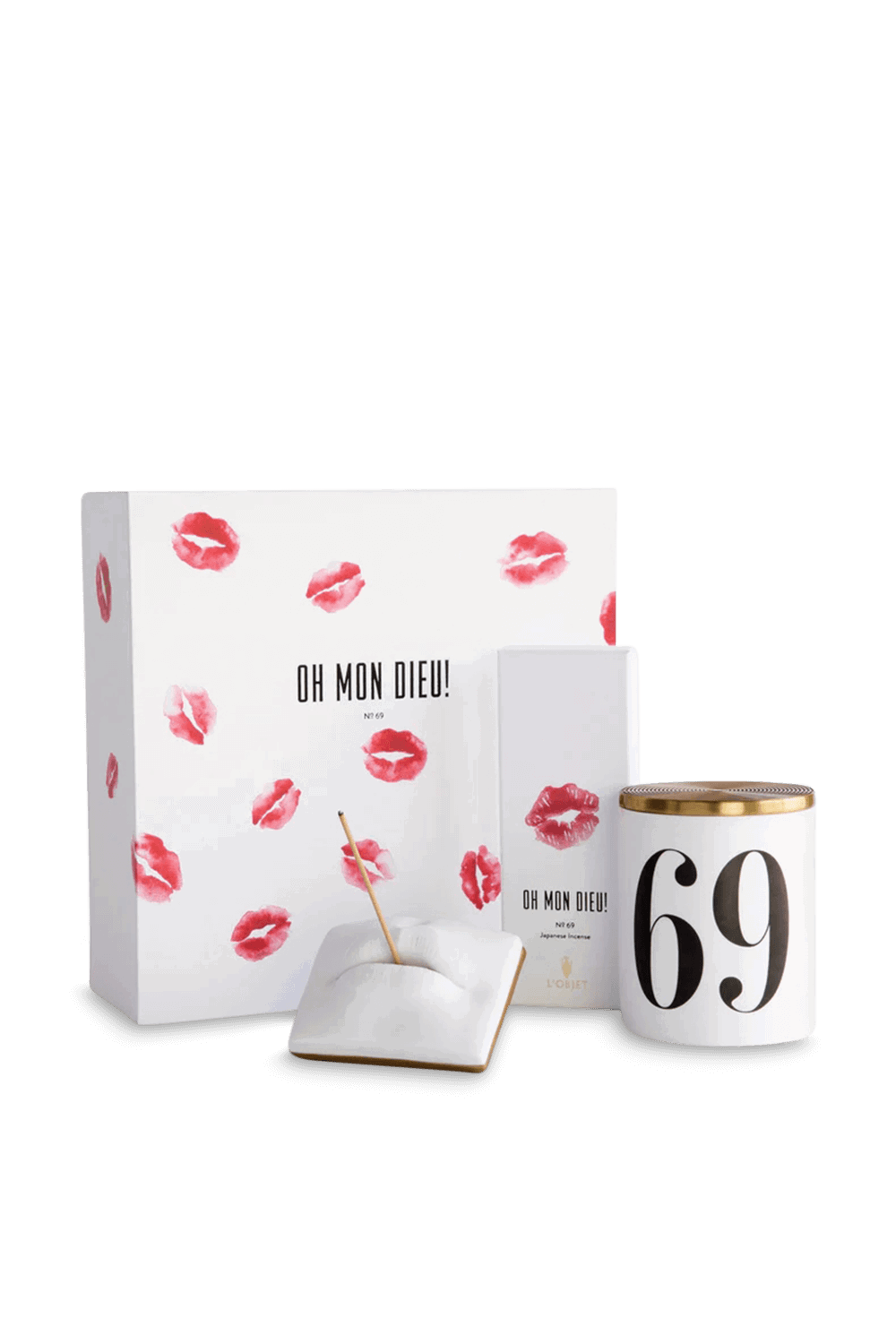 Oh Mon Dieu! No.69 Gift Set (Lips Incense Holder Incense Candle 12.5oz - 350g)