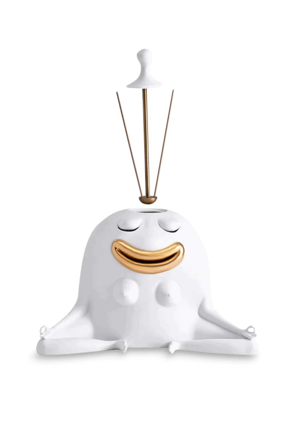 Haas Meditator Incense Burner - White+Gold