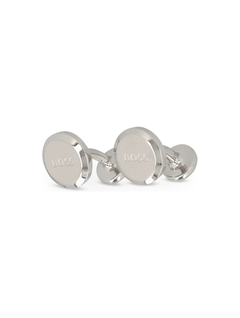 עגול Polished-Brass Cufflinks עם Engraved לוגו