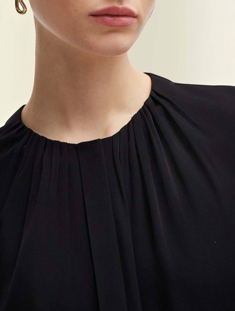 חולצה Collarless רגולר פיט סטרץ' משי