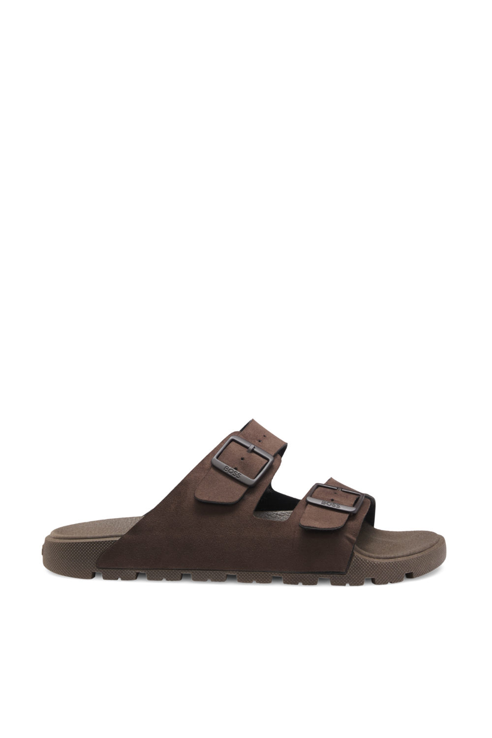 כפכפי סלייד Twin-Strap עם Branded Buckles