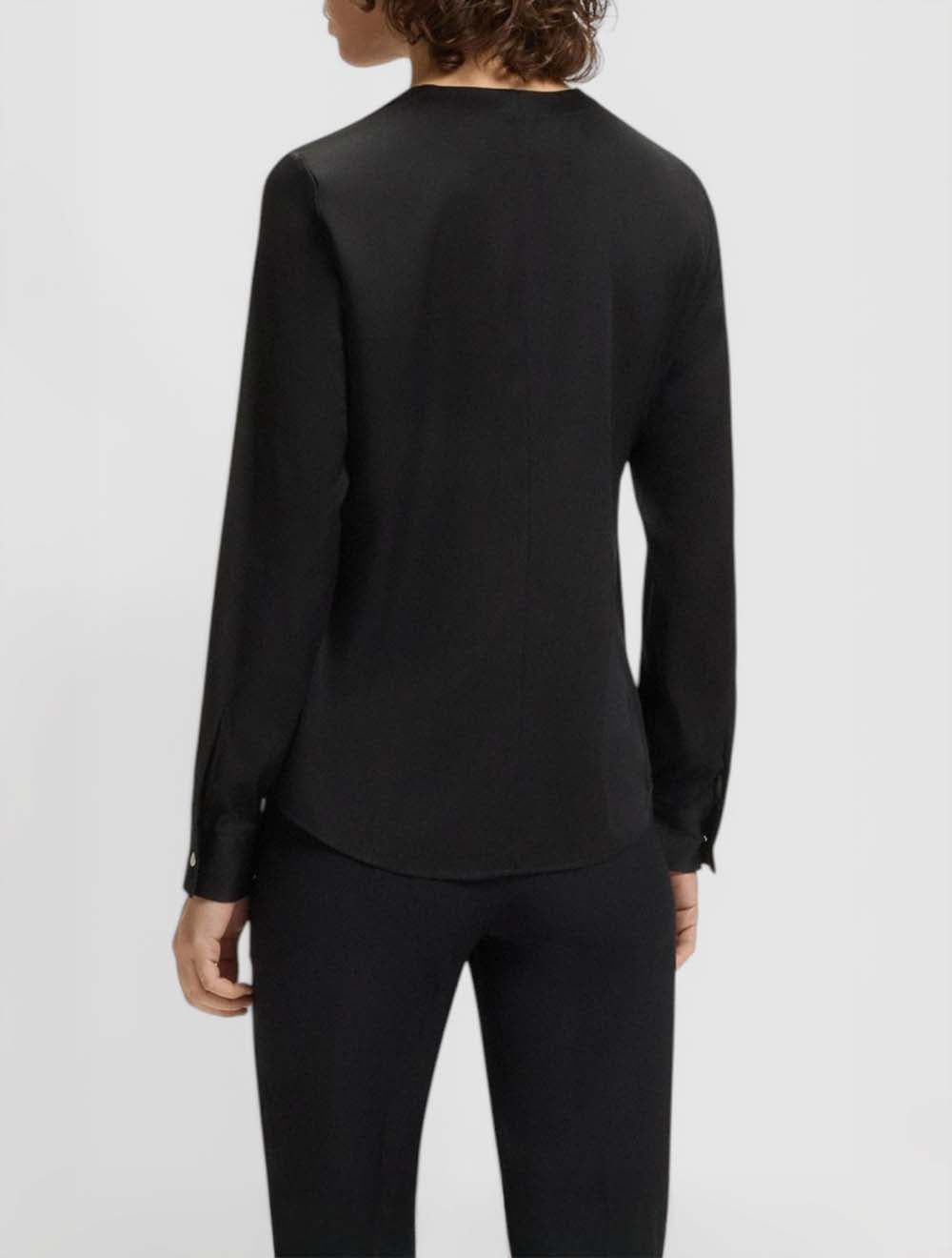 חולצה Collarless רגולר פיט סטרץ' משי